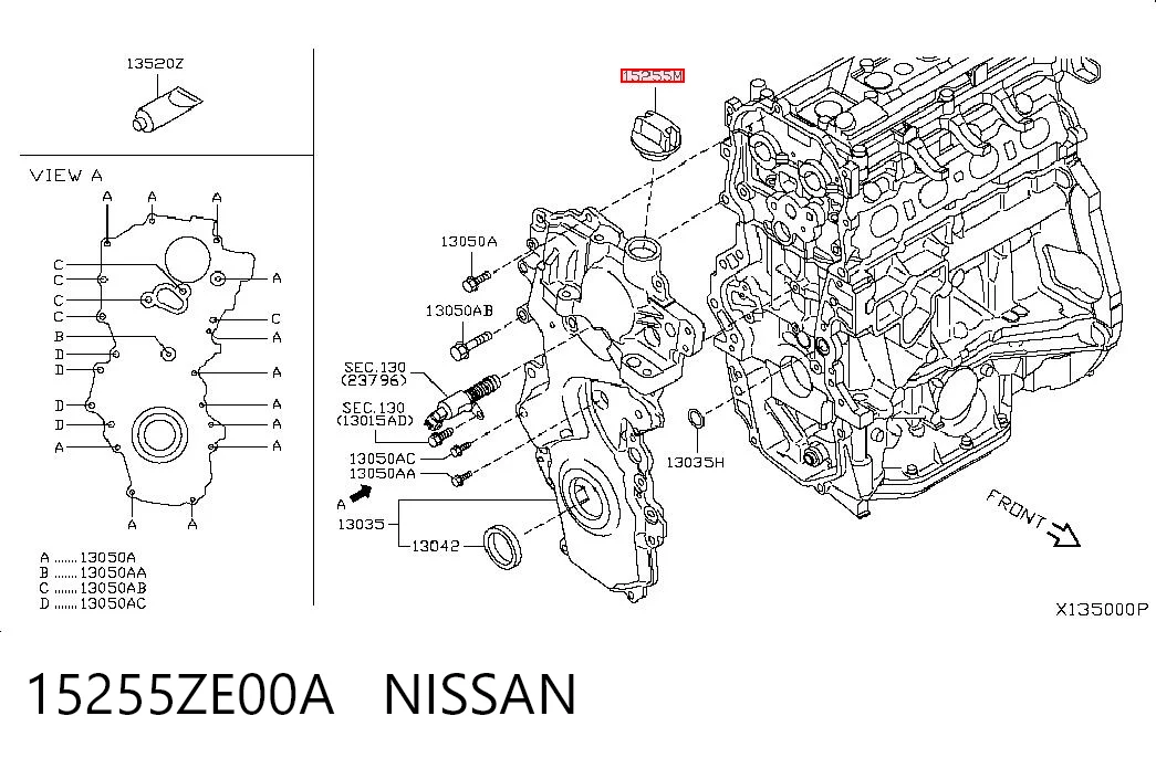 15255ZE00A Nissan/Infiniti Tampa do gargalho de enchimento de óleo