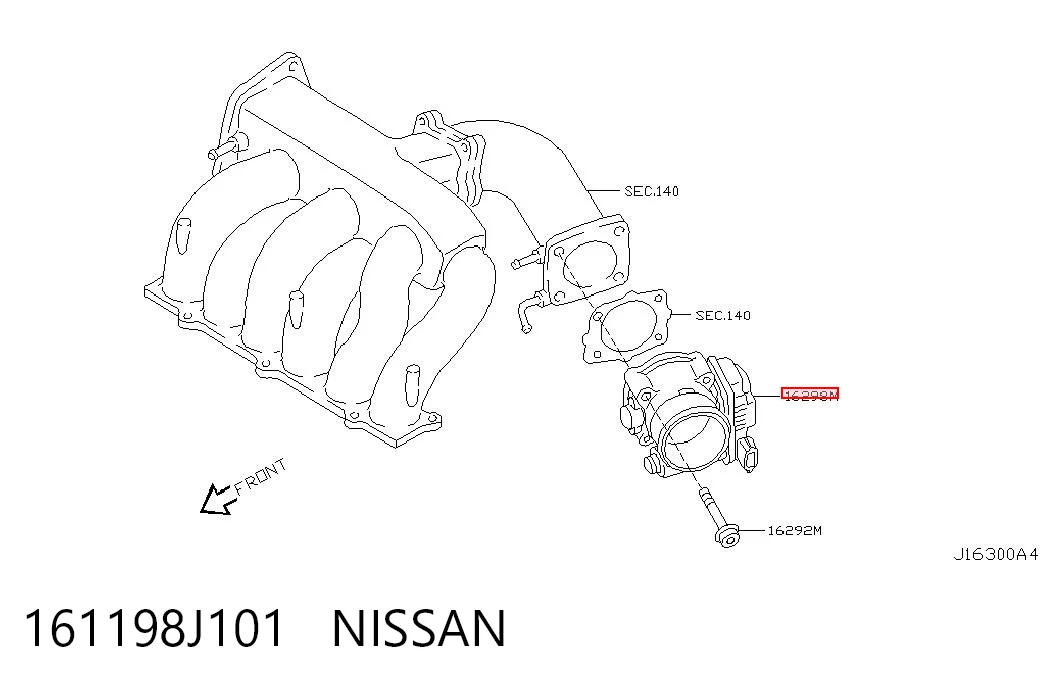 161198J101 Nissan/Infiniti Válvula de borboleta montada