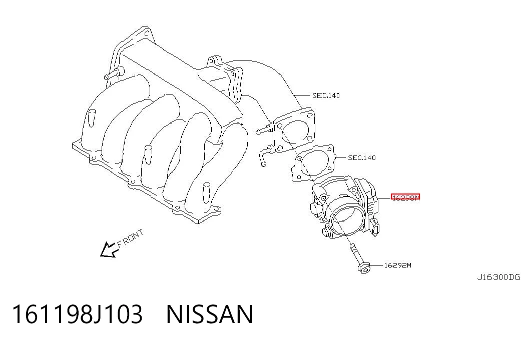 161198J103 Nissan/Infiniti Válvula de borboleta montada