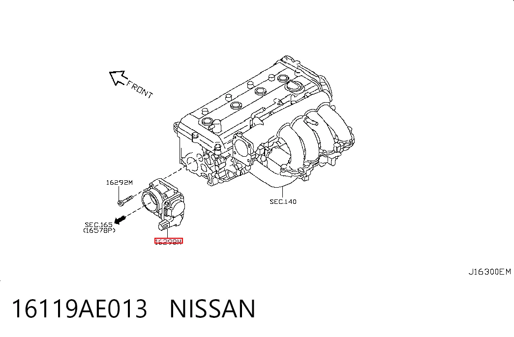 16119AE013 Nissan/Infiniti Válvula de borboleta montada