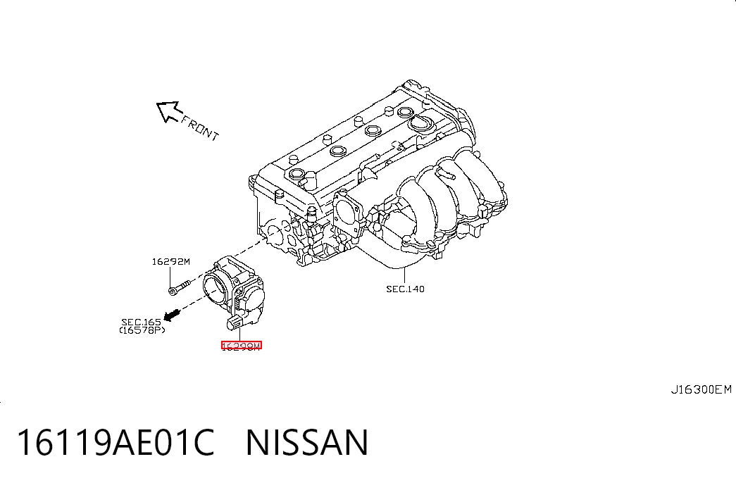 16119AE01C Nissan/Infiniti Válvula de borboleta montada
