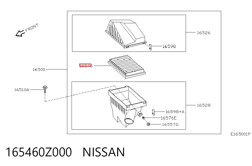 165460Z000 Nissan/Infiniti Filtro de ar