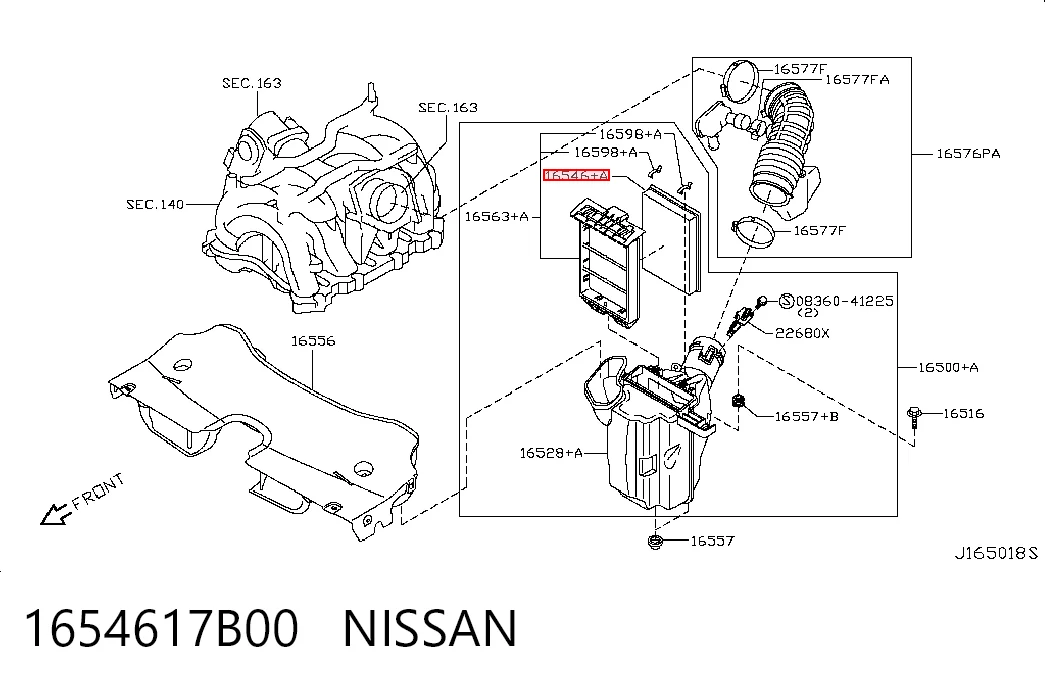 1654617B00 Nissan/Infiniti Filtro de ar