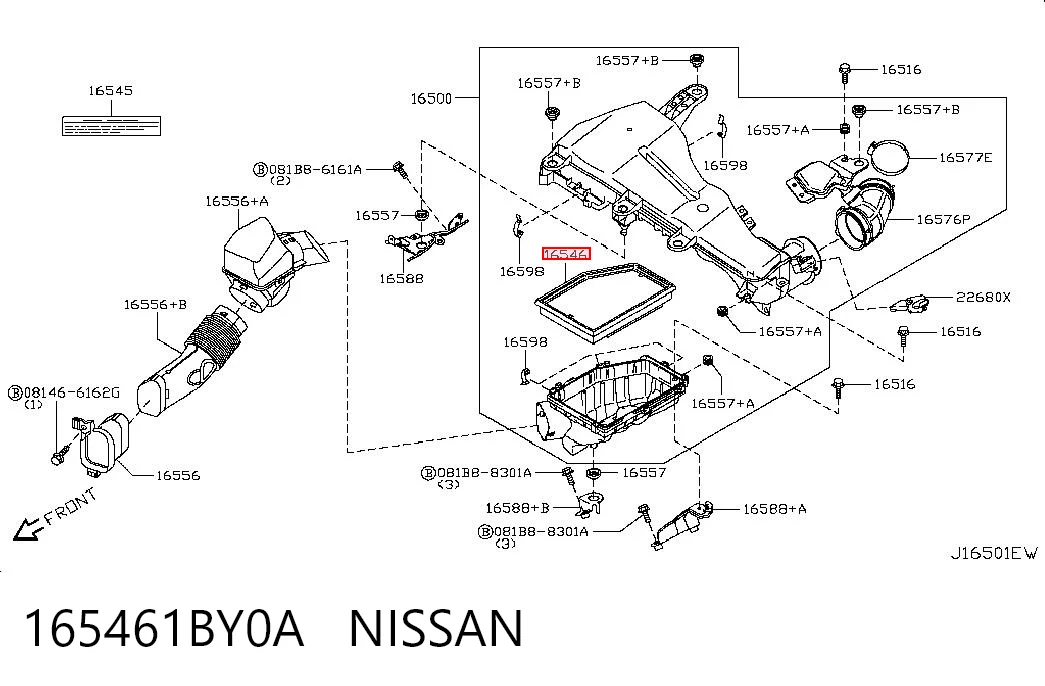 165461BY0A Nissan/Infiniti Filtro de ar