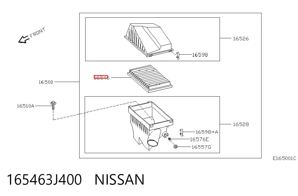 165463J400 Nissan/Infiniti Filtro de ar