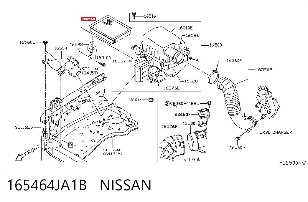 165464JA1B Nissan/Infiniti Filtro de ar
