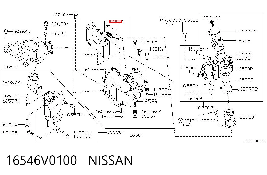 16546V0100 Nissan/Infiniti Filtro de ar
