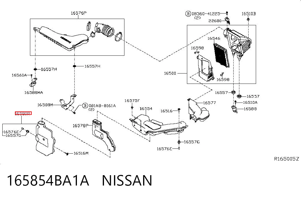 165854BA1A Nissan/Infiniti Ressonador de filtro de ar