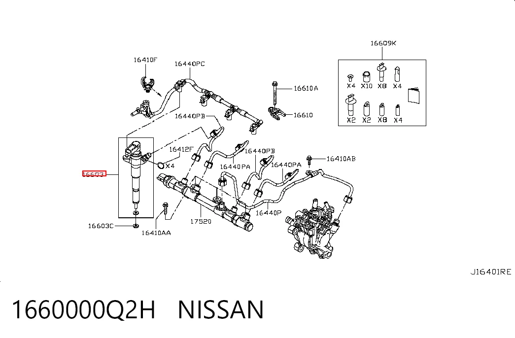  Injetor de injeção de combustível Nissan Navara NP300 IV pick-up (D23, D23T) (2014 - 2021) NP300 IV