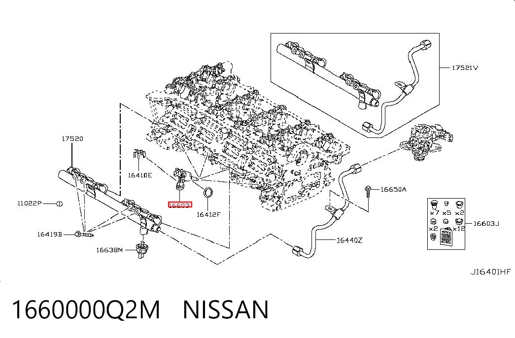 1660000Q2M Nissan/Infiniti Injetor de injeção de combustível