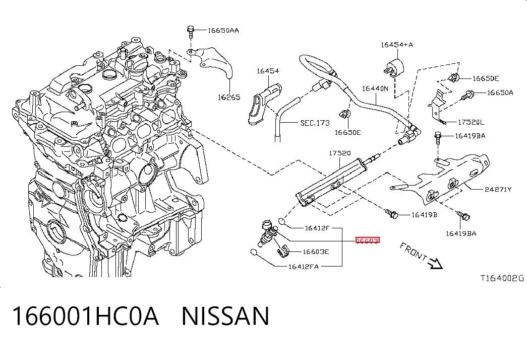 166001HC0A Nissan/Infiniti Injetor de injeção de combustível