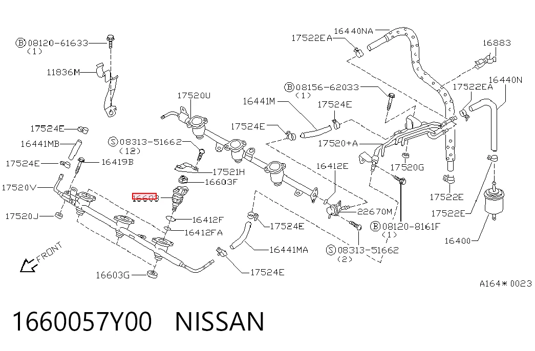 1660057Y00 Nissan/Infiniti Injetor de injeção de combustível