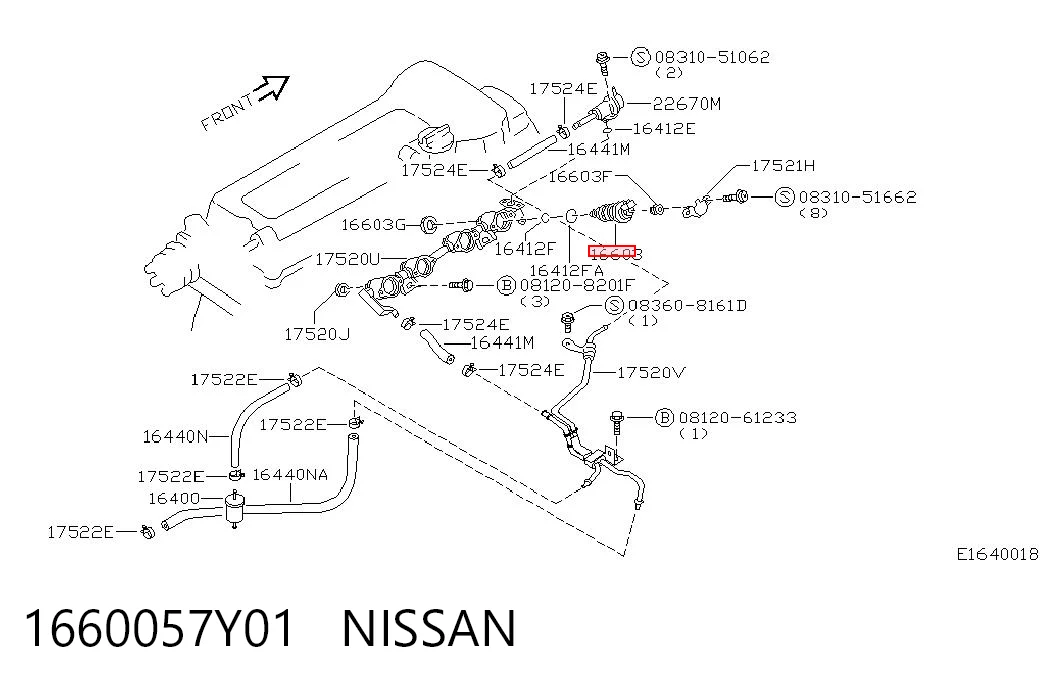 1660057Y01 Nissan/Infiniti Injetor de injeção de combustível