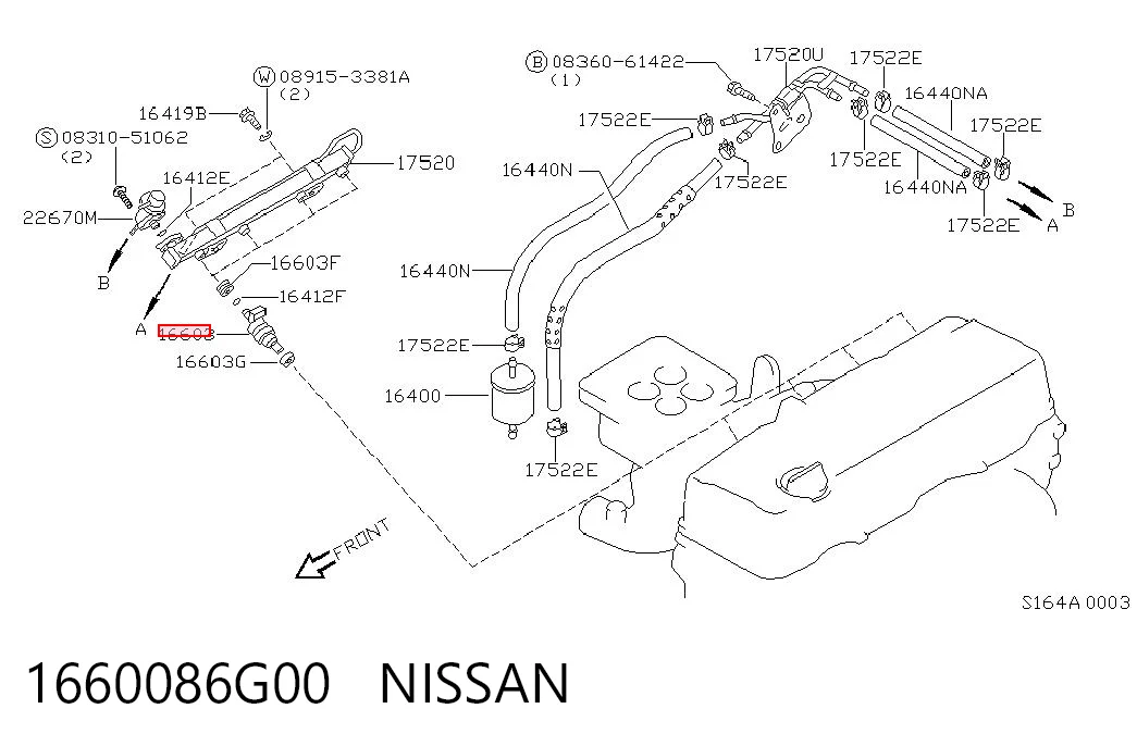 1660086G00 Nissan/Infiniti Injetor de injeção de combustível