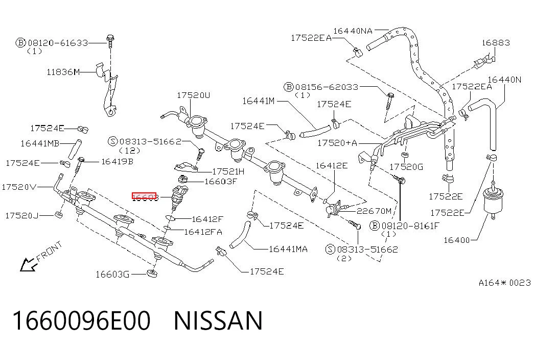 1660096E00 Nissan/Infiniti Injetor de injeção de combustível