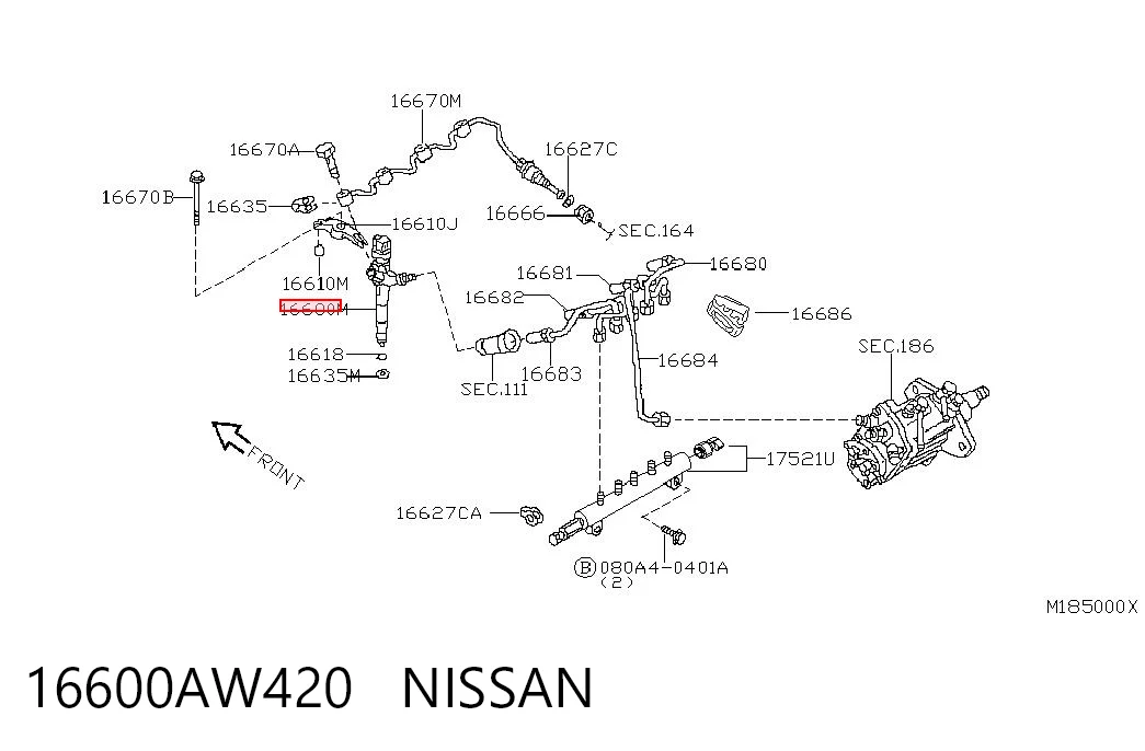  Injetor de injeção de combustível Nissan Primera sedan (P12) (2002 - 2008) 