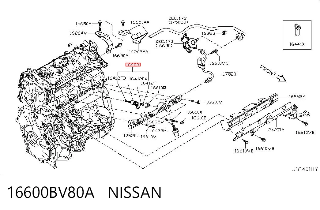 16600BV80A Nissan/Infiniti Injetor de injeção de combustível