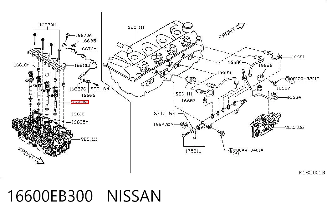 16600EB300 Nissan/Infiniti Injetor de injeção de combustível