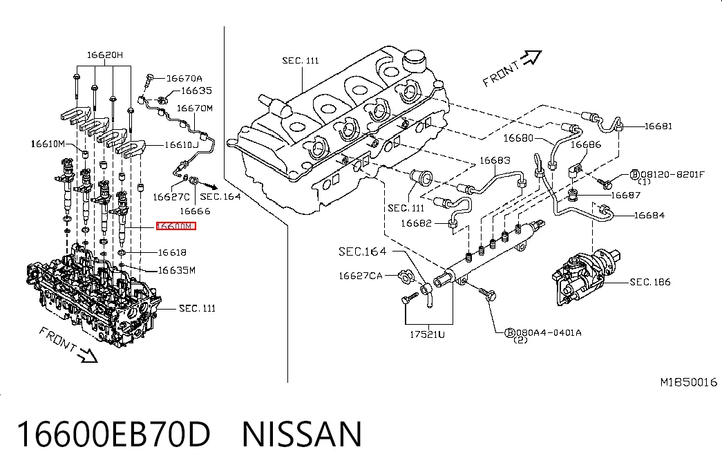 16600EB70D Nissan/Infiniti Injetor de injeção de combustível