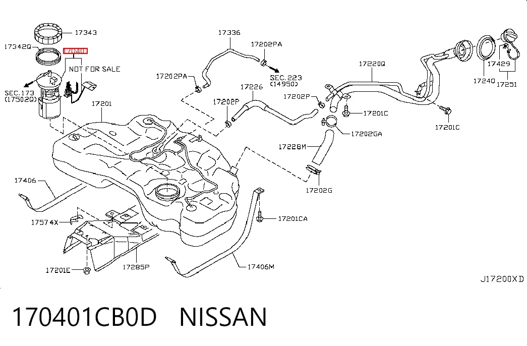 170401CB0D Nissan/Infiniti Módulo de bomba de combustível com sensor do nível de combustível