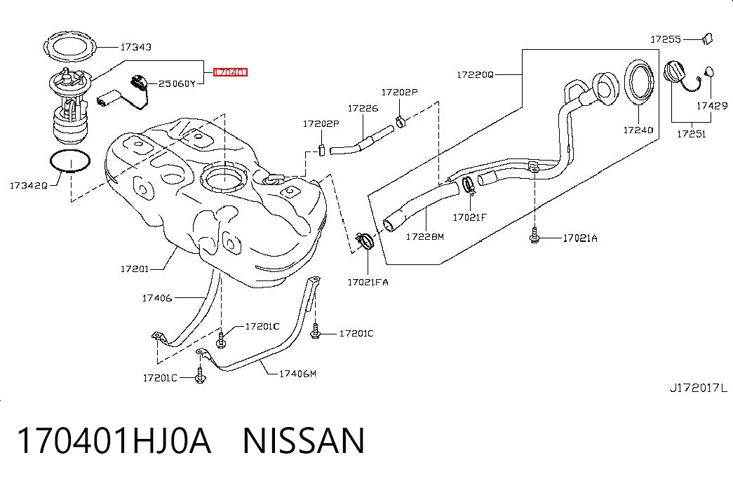 170401HJ0A Nissan/Infiniti Módulo de bomba de combustível com sensor do nível de combustível