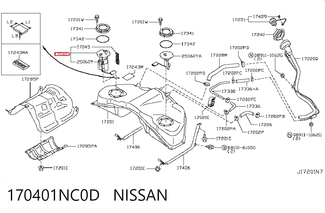 170401NC0D Nissan/Infiniti Módulo de bomba de combustível com sensor do nível de combustível