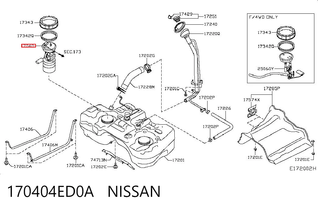 170404ED0A Nissan/Infiniti Módulo de bomba de combustível com sensor do nível de combustível