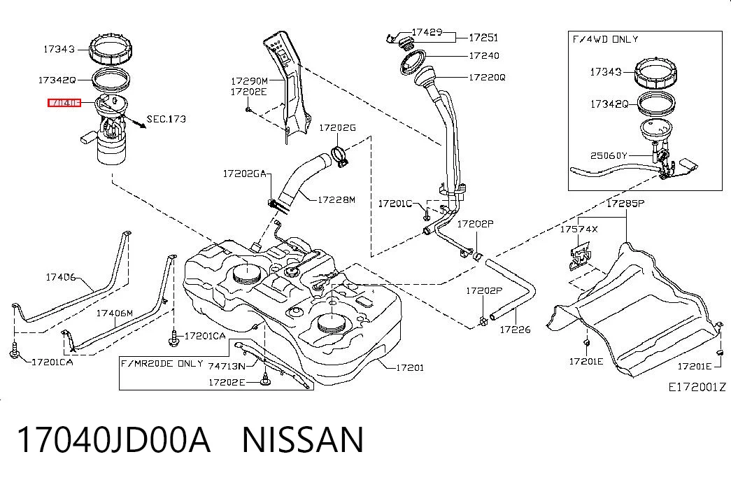 Módulo de bomba de combustível com sensor do nível de combustível Nissan Qashqai I J10 ao melhor preço