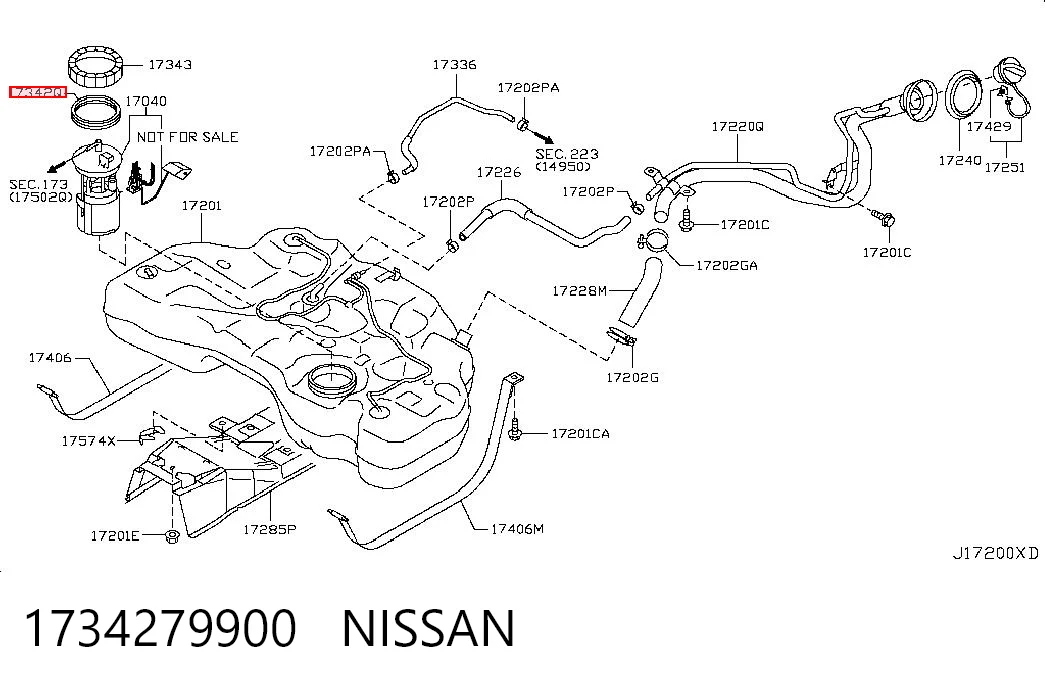 1734279900 Nissan/Infiniti Vedante de sensor do nível de combustível/da bomba de combustível (tanque de combustível)