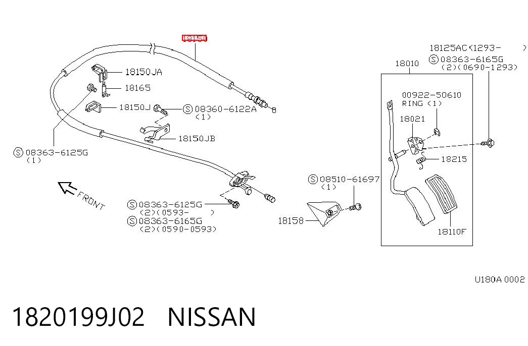 Cabo/pedal de gás (de acelerador) para Nissan Primera  P10