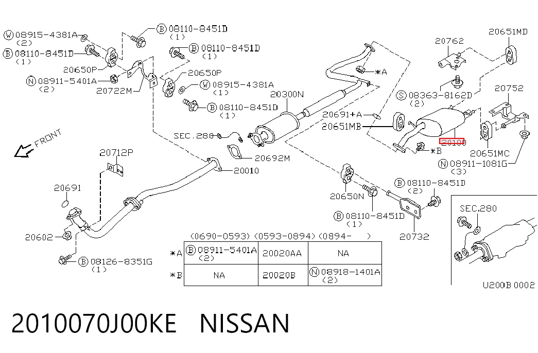Silenciador, parte traseira para Nissan Primera  P10