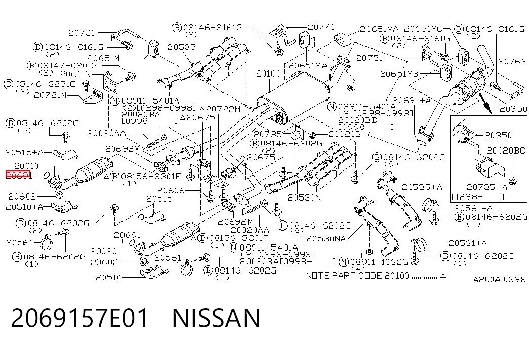 2069157E01 Nissan/Infiniti Vedante de tubo de admissão do silenciador