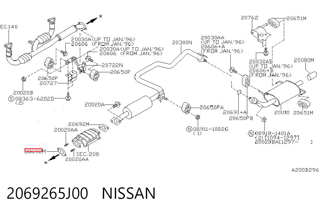 2069265J00 Nissan/Infiniti Vedante de tubo de admissão do silenciador
