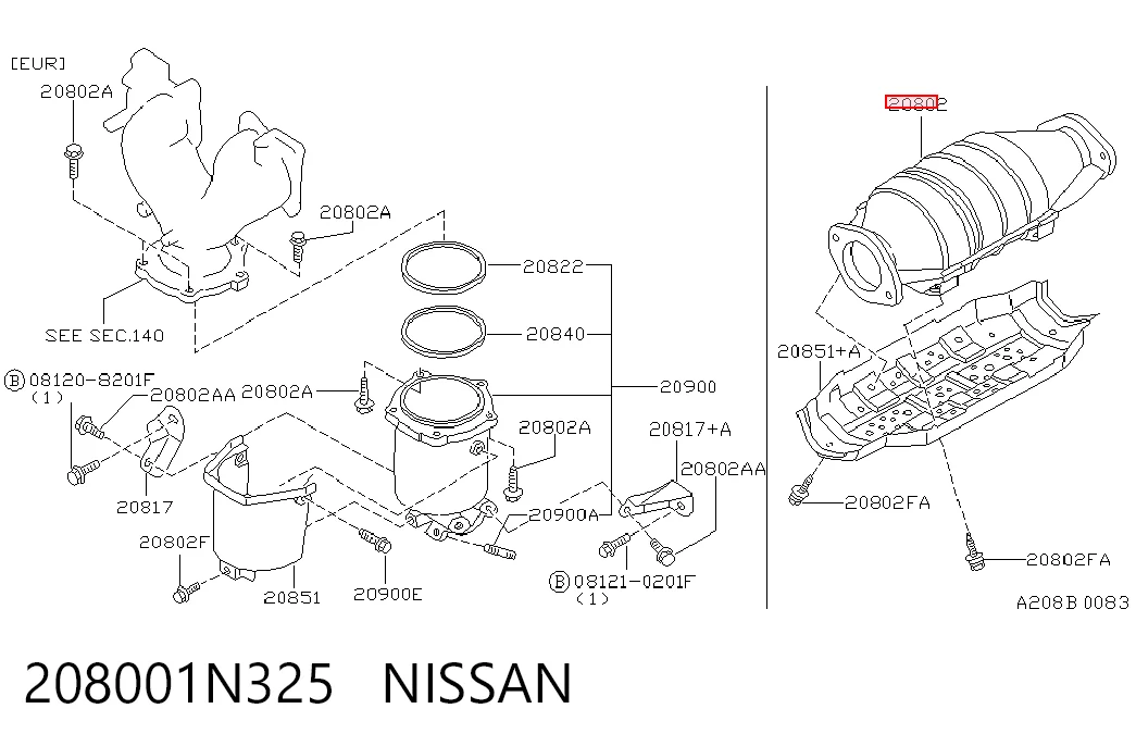  Convertidor - catalisador Nissan Primera sedan (P10) (1990 - 1996) 
