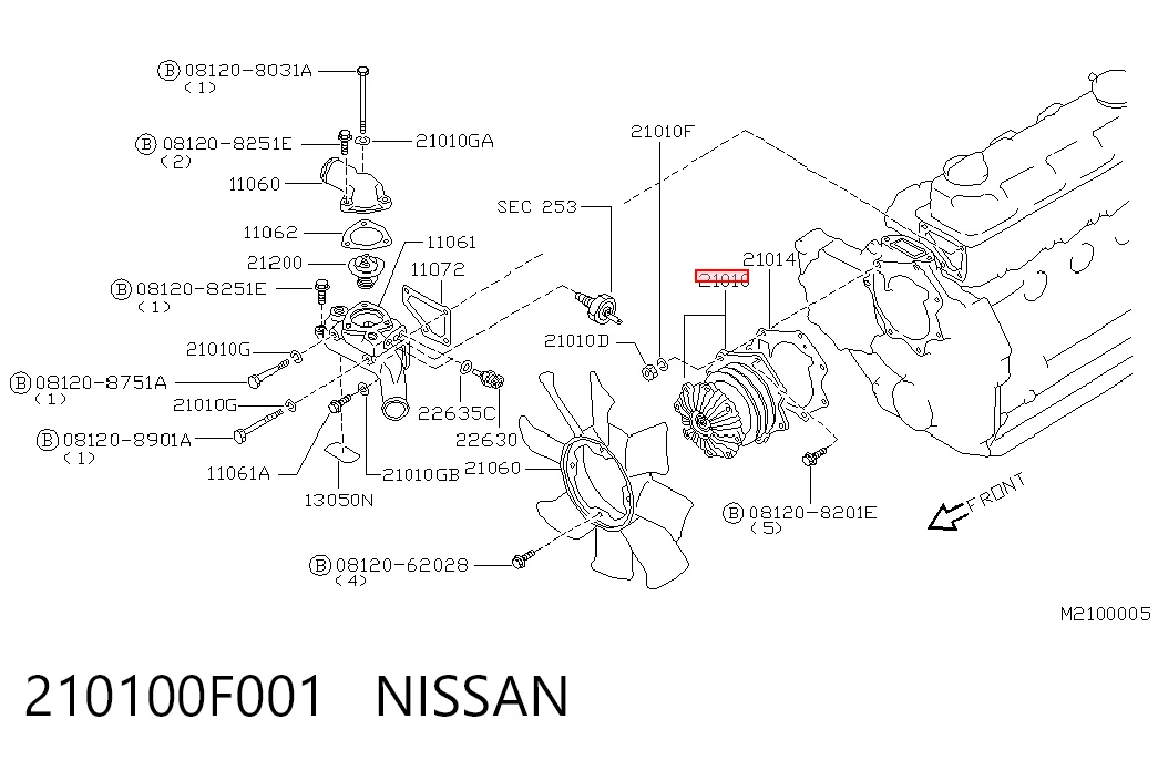 Bomba de água (bomba) de esfriamento para Nissan Terrano I WD21