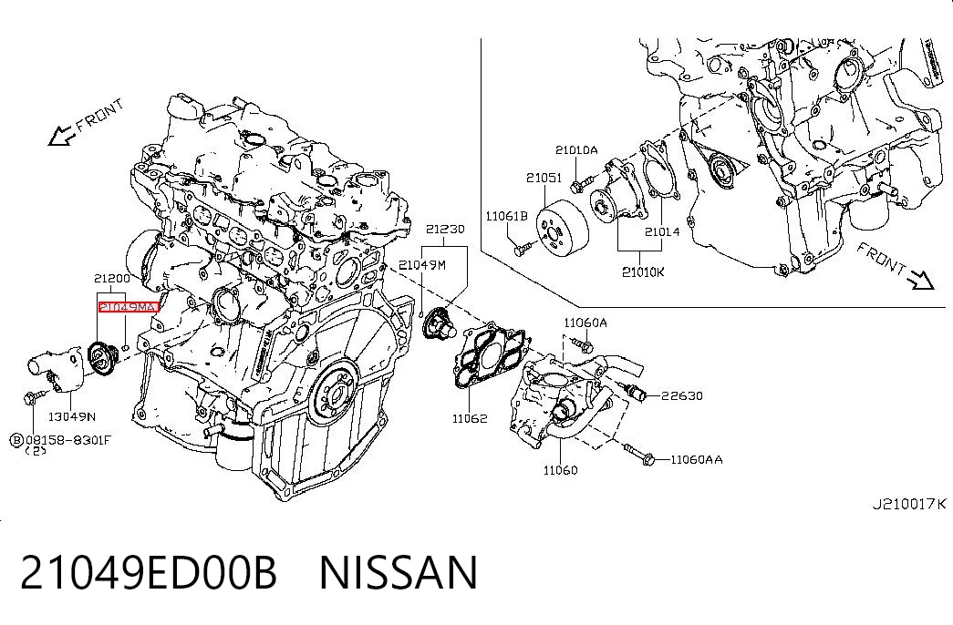 21049ED00B Nissan/Infiniti Vedante de termostato