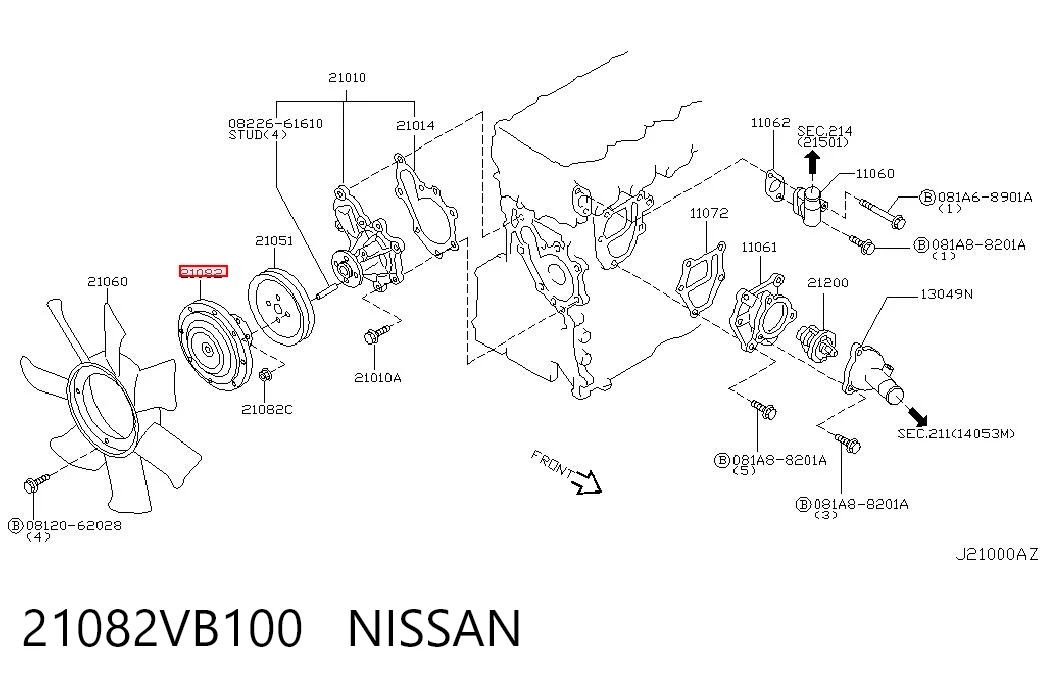  Acoplamento viscoso de ventilador de esfriamento Nissan Patrol SUV (Y61) (1997 - 2010) 