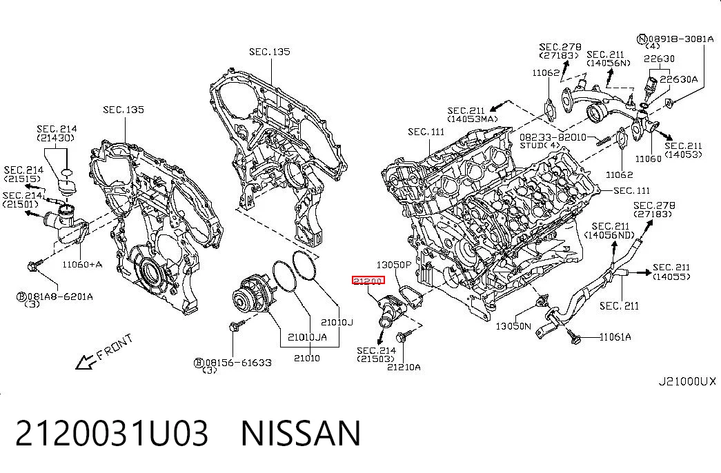2120031U03 Nissan/Infiniti Termostato