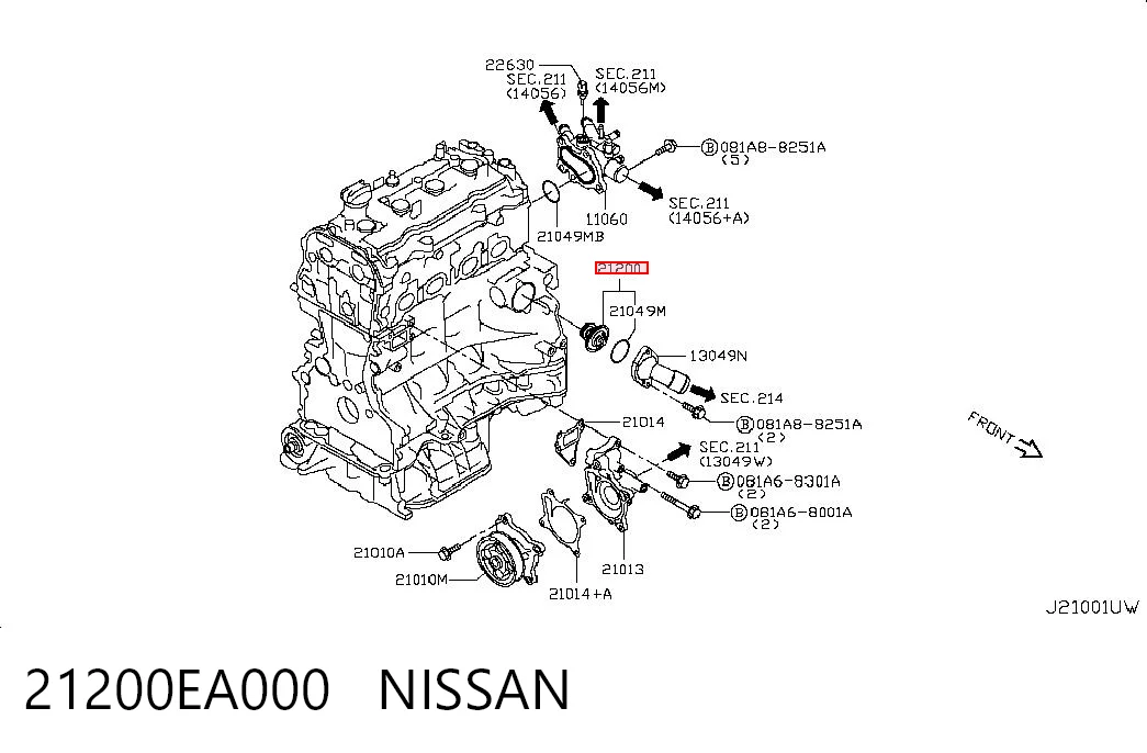 21200EA000 Nissan/Infiniti Termostato