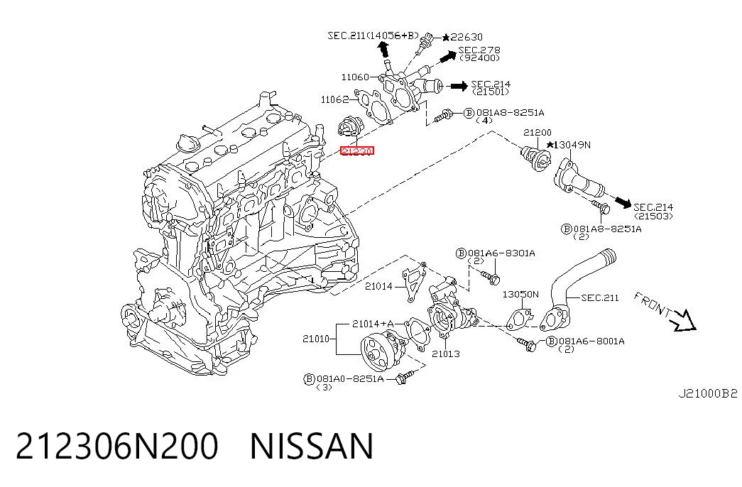 212306N200 Nissan/Infiniti Termostato