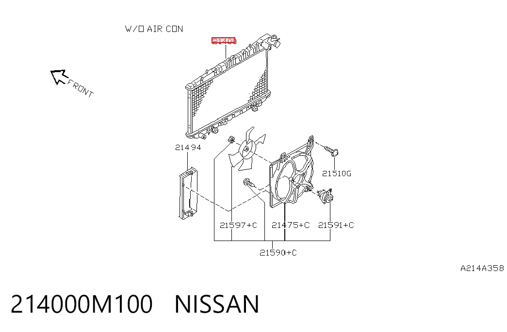 Radiador de esfriamento de motor para Nissan Almera I N15