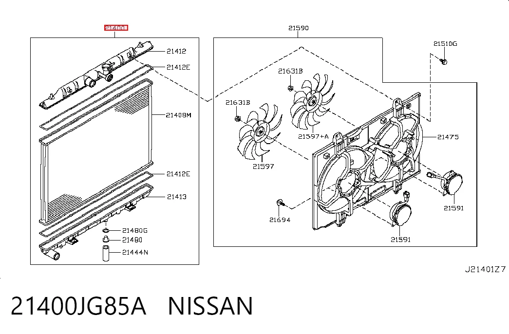 Radiador de esfriamento de motor Nissan X-Trail  T31