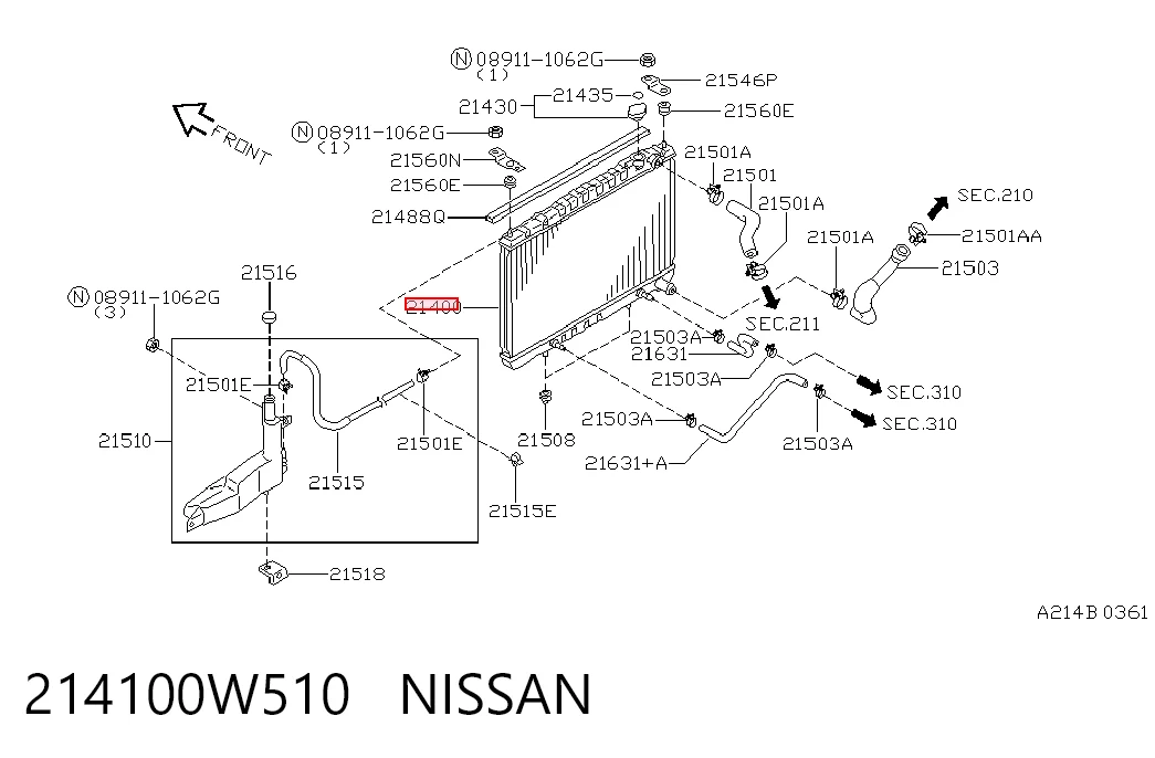  Radiador de esfriamento de motor Nissan Pathfinder SUV (R50) (1995 - 2004) 