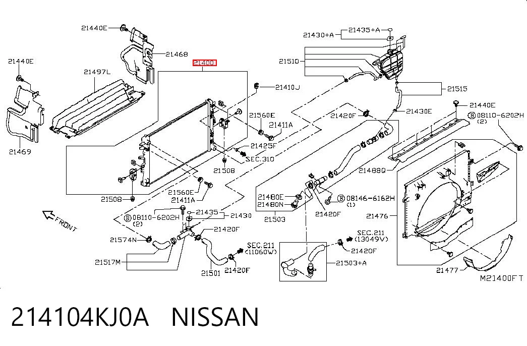 Radiador de esfriamento de motor para Nissan Navara NP300 IV D23, D23T