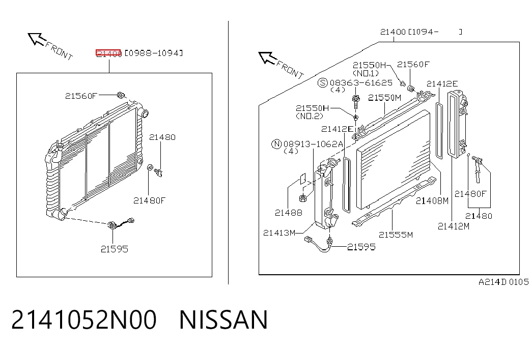  Radiador de esfriamento de motor Nissan Patrol SUV (Y60) (1987 - 1997) 