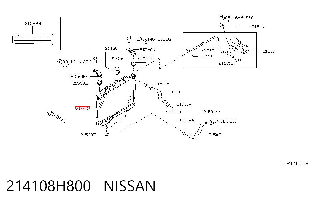 Radiador de esfriamento de motor para Nissan X-Trail  T30