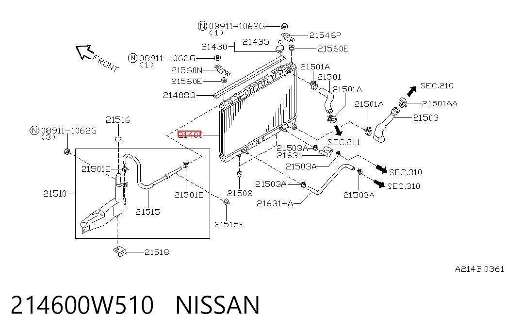  Radiador de esfriamento de motor Nissan Pathfinder SUV (R50) (1995 - 2004) 