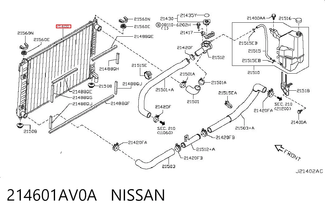 Radiador de esfriamento de motor para Nissan Murano Z51