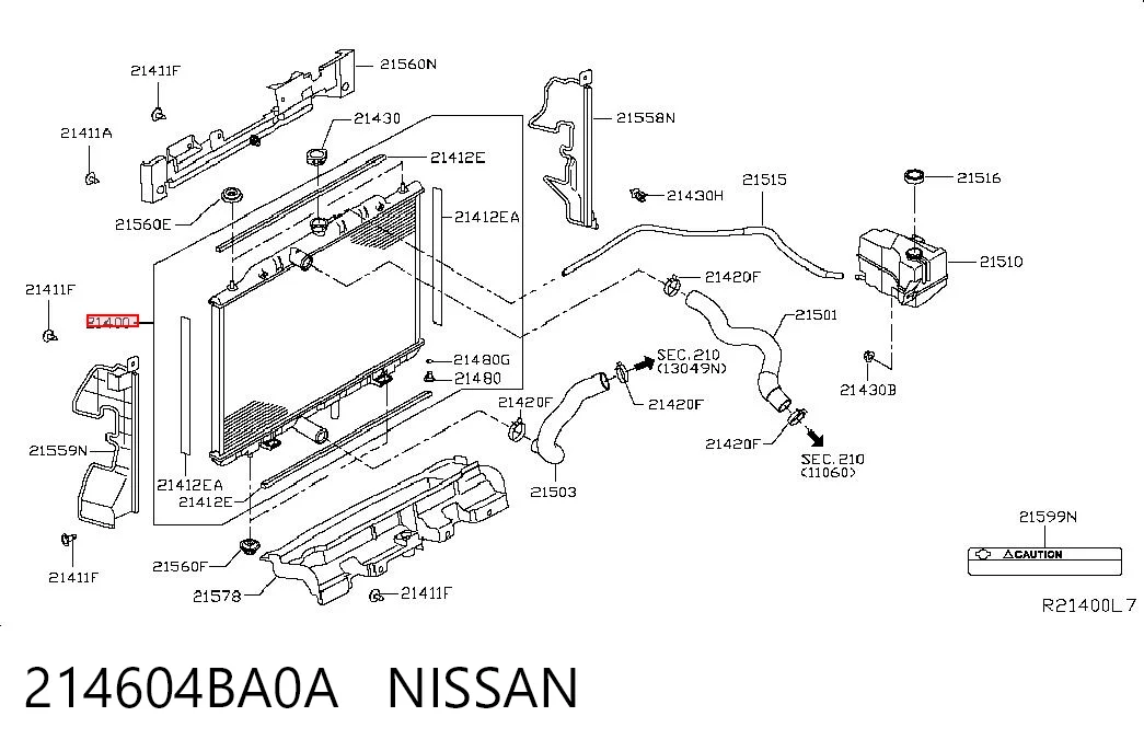 214604BA0A Nissan/Infiniti Radiador de esfriamento de motor