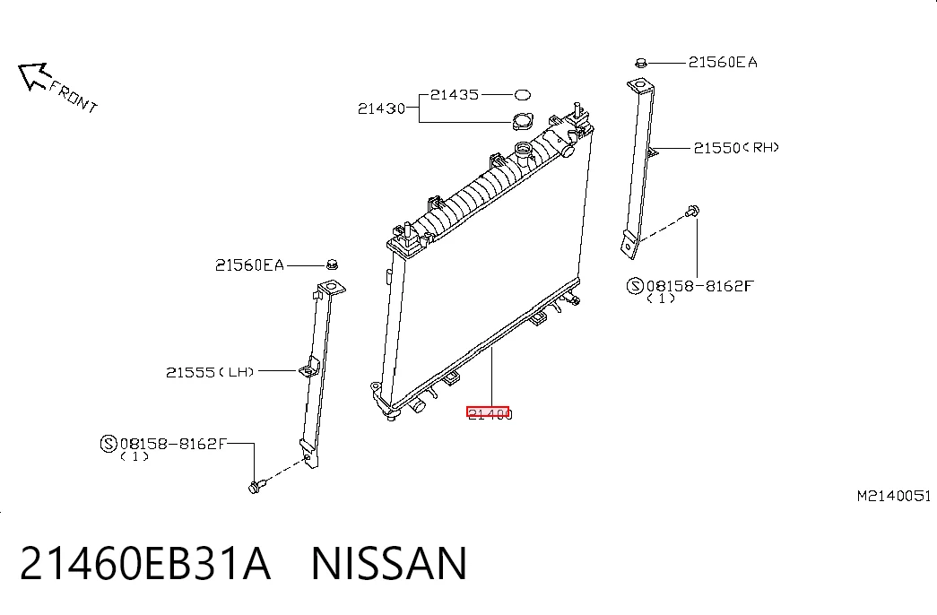 Radiador de esfriamento de motor Nissan Pathfinder  R51M